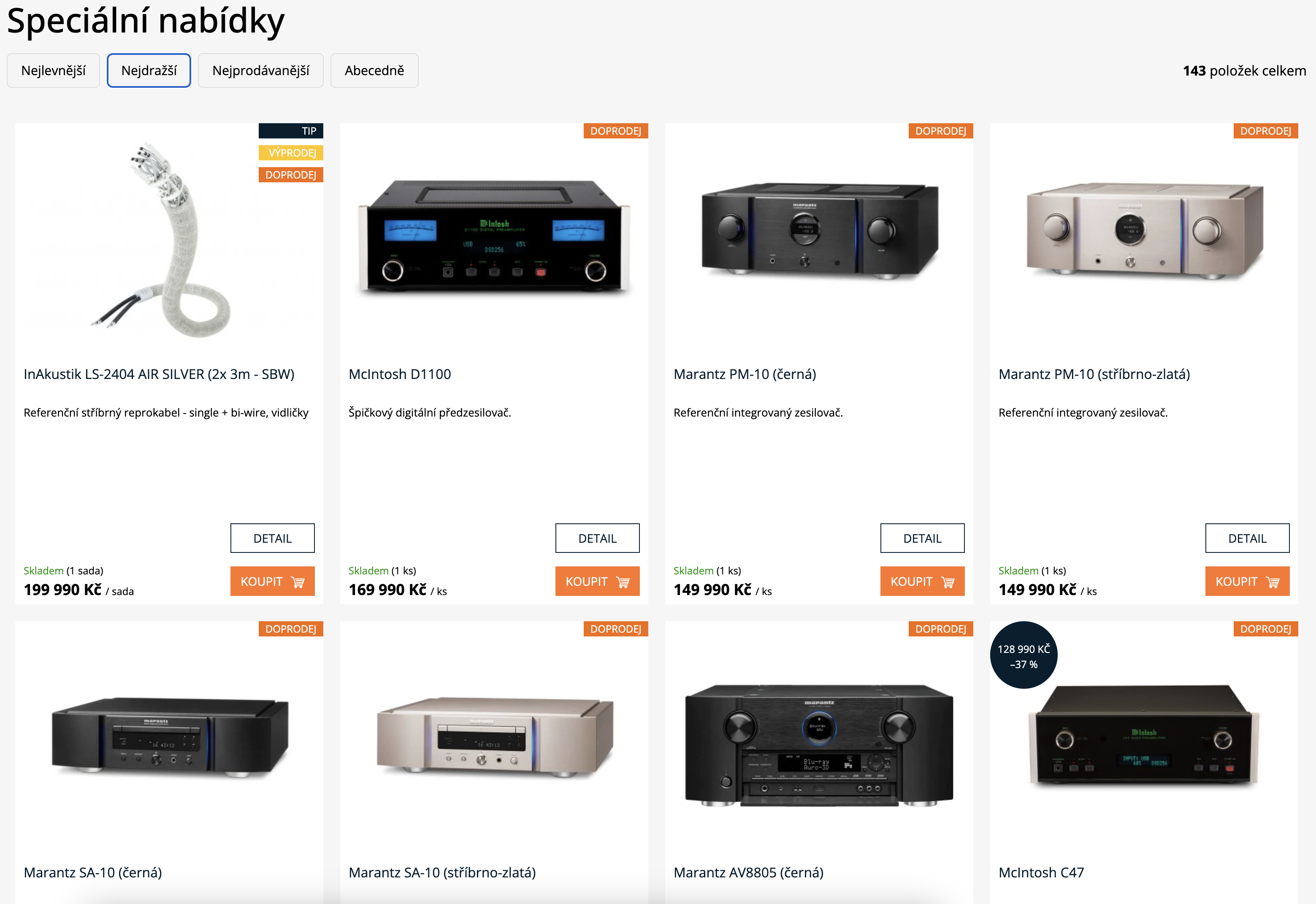 Veliké slevy Denon, Marantz, McIntosh, Sonus faber